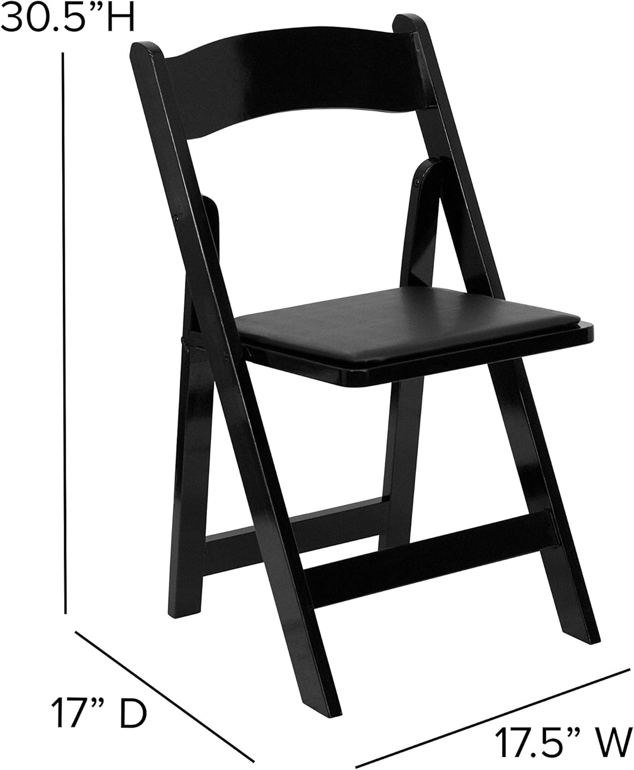 Flash Furniture 4 Pack HERCULES Series Black Wood Folding Chair with Vinyl Padded Seat