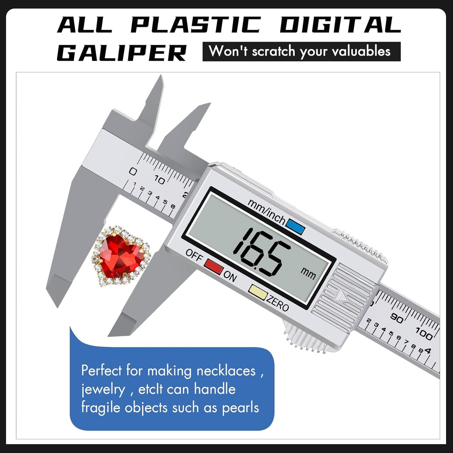 Electronic Digital Caliper, LCD | 0 to 6 inch inch/mm Conversion, Automatic Shutdown Function, Very Suitable for Home/Jewelry/DIY Measurement, etc