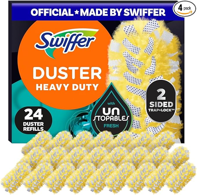 Swiffer Dusters Refill for cleaning, Feather & Microfiber Duster Alternative, Unstopables Fresh Scent, (4x6ct)