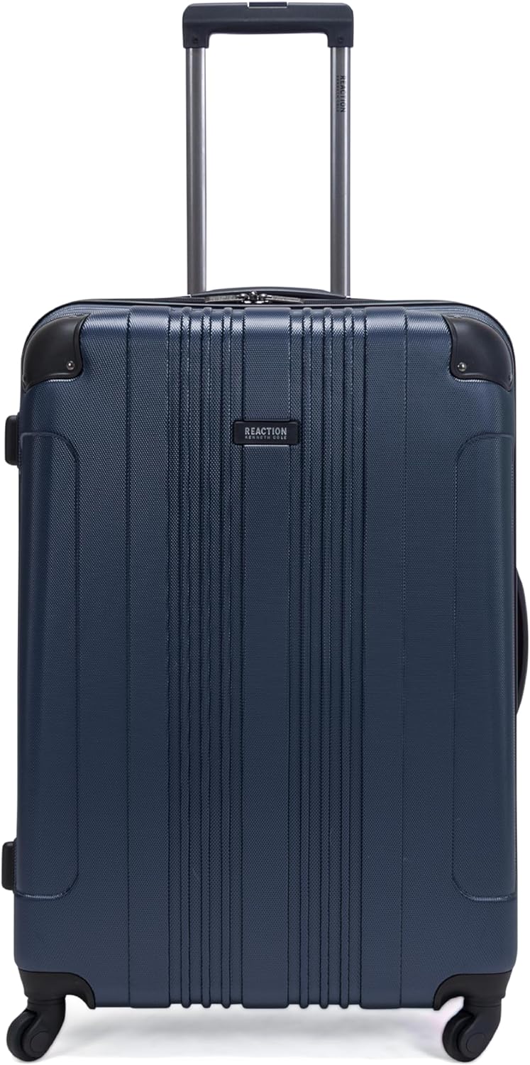 Kenneth Cole REACTION Out of Bounds Lightweight Hardshell 4-Wheel Spinner Luggage, Naval, 28-Inch Checked