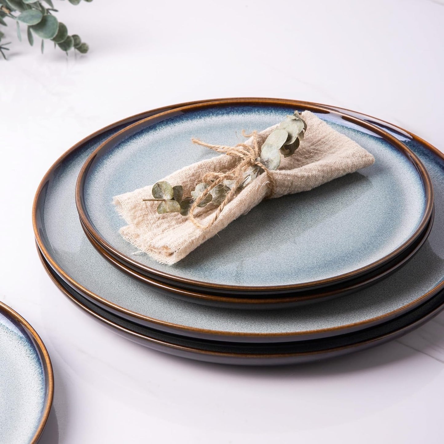 LERATIO Ceramic Dinnerware Sets for 12, 36 Pieces Plates and Bowls Sets, Reactive Glaze Dishes -Scratch Resistant, Dishwasher&Microwave Safe&Oven Safe