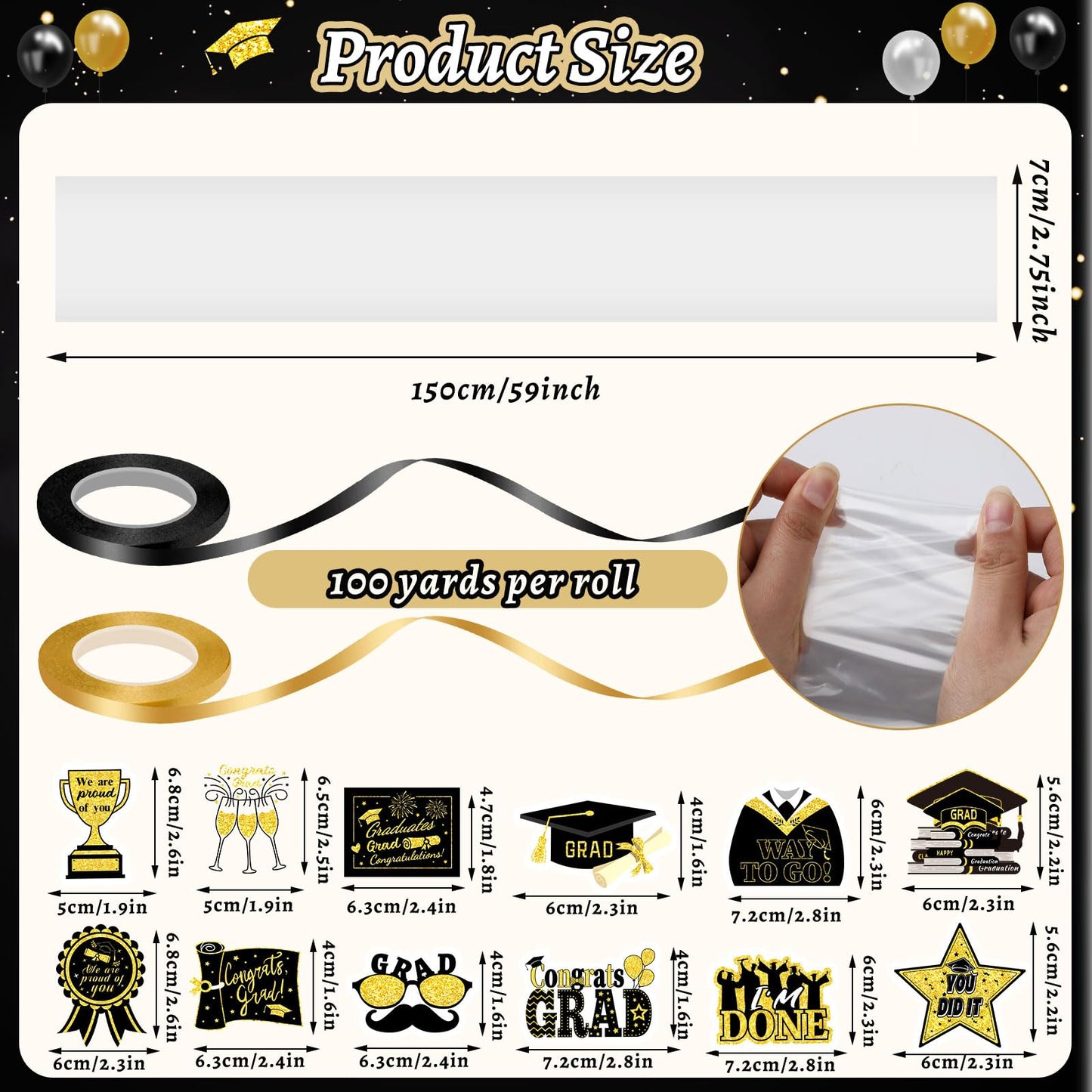 MARFOREVER 174 Pcs Graduation Candy Lei Making Kit, 24 Pcs Graduation Candy Lei Tubing 144 Grad Paper Cut 6 Rolls Ribbons for Congrats Grad Class of 2026 Party Supplies DIY Gifts Wreaths