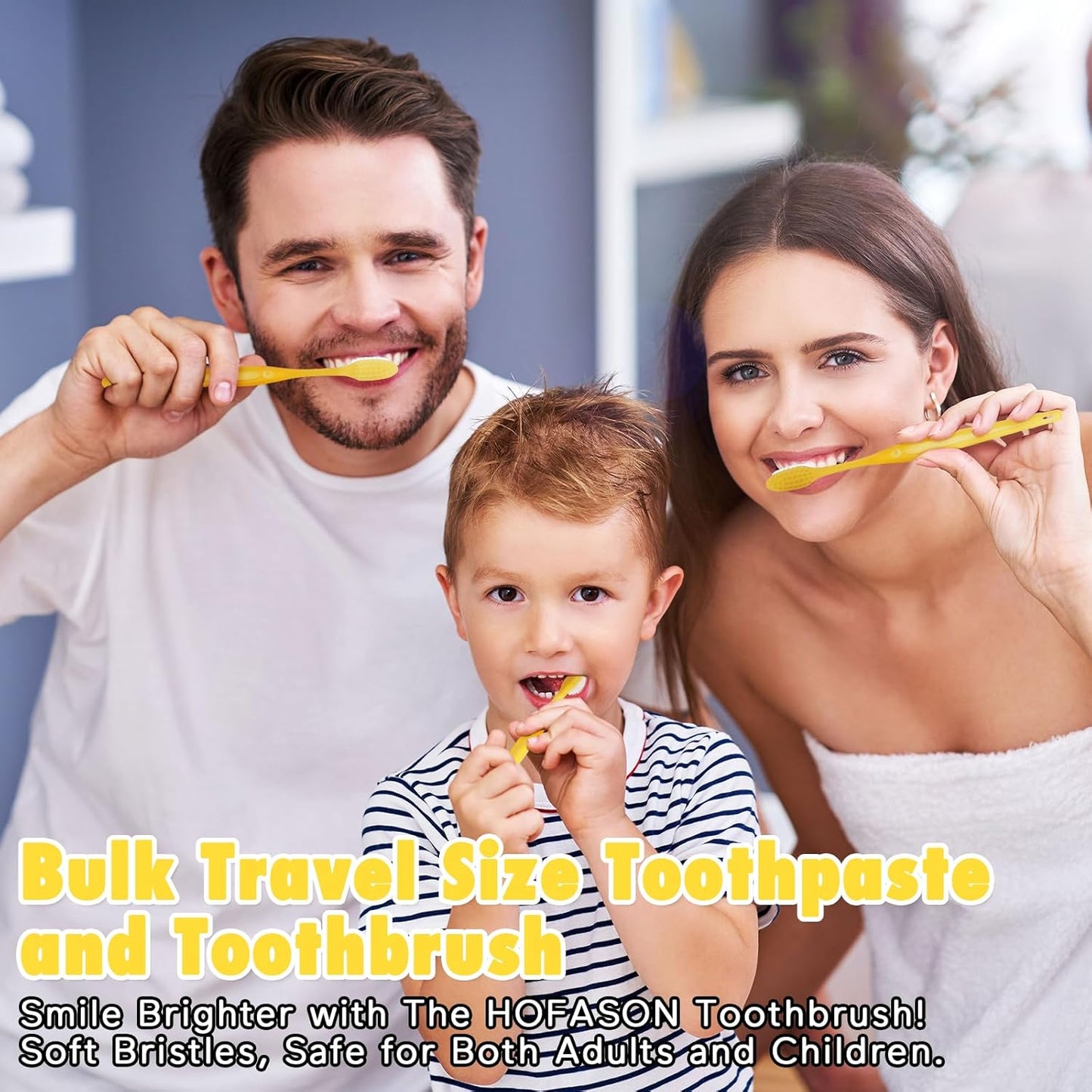 HOFASON Disposable Toothbrushes with Toothpaste Pack of 30, Yellow Hollow Travel Toothbrush Set with 5g Toothpaste Individually Wrapped Toothpaste Bulk for Homeless, Nursing Home, Shelter, Hotel