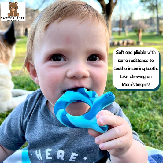 Set of 2 I Love You Silicone Hand Teether, Teethers for Babies 3-6 Months, Soft Teething Toys 6-12 Months bpa Free, Massaging Teething Relief