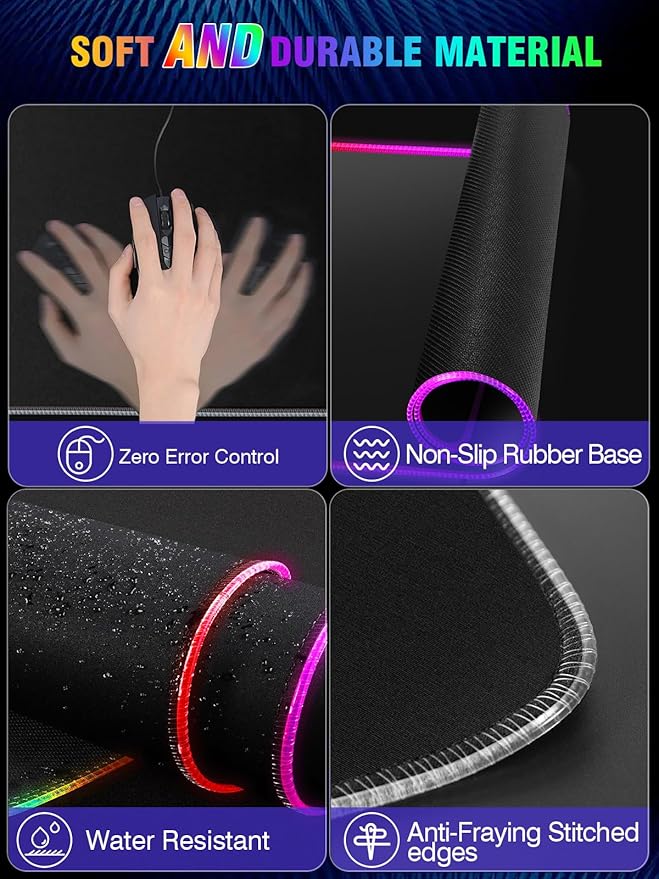 Wireless Charging Mouse Pad 15W, RGB Gaming Mouse Pad with Wireless Charger for iPhone/Airpods, 31.5"x15.7" XXL Large Desk Mat, 13 Light Modes, Magnetic Charging, Waterproof, Desk Pad for Gamer, Black