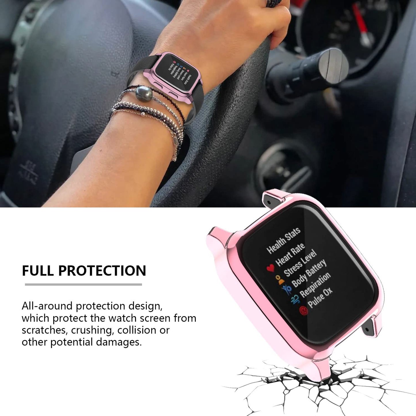 5-Pack Screen Protector Compatible With Garmin Venu Sq & Venu Sq 2 Case, Soft Tpu Plated Case All-Around Protective Screen Full