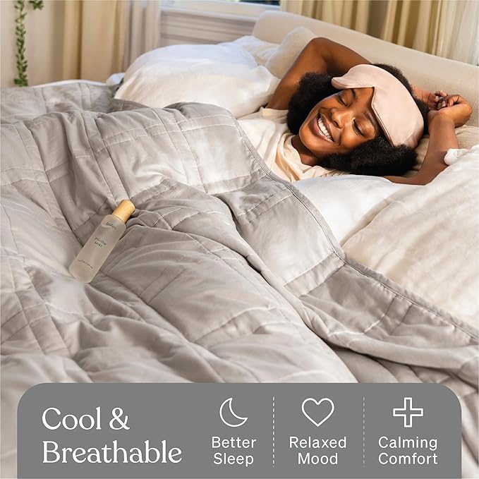 Baloo Weighted Blanket for Adults 12 lb Throw (Silver Sage, 42"x72") | Cool & 100% Cotton | Machine Washable & Dryer Safe | Glass Microbead Fill
