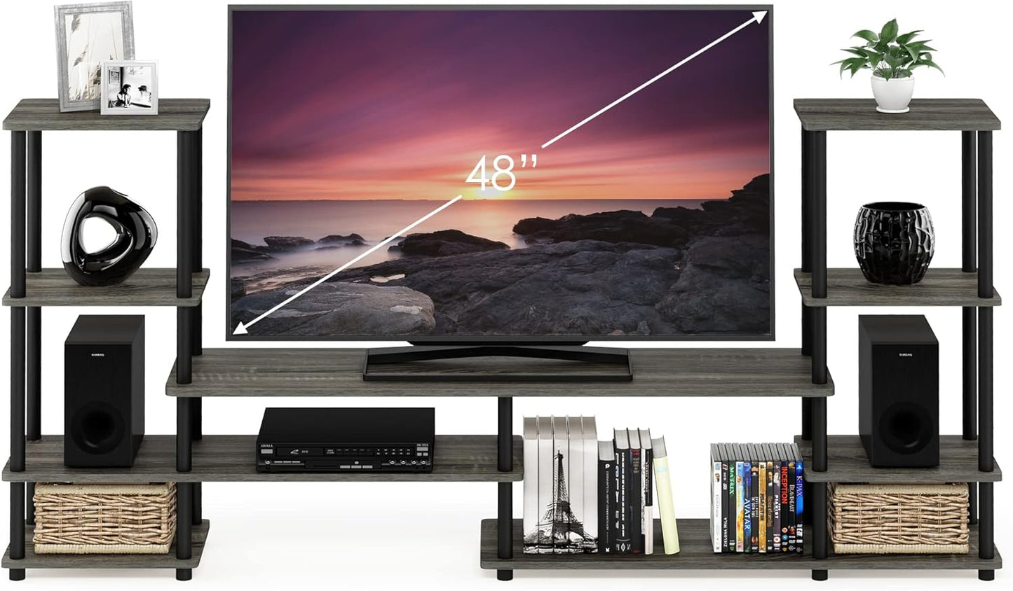FURINNO Turn-N-Tube Grand Entertainment Center, French Oak Grey/Black