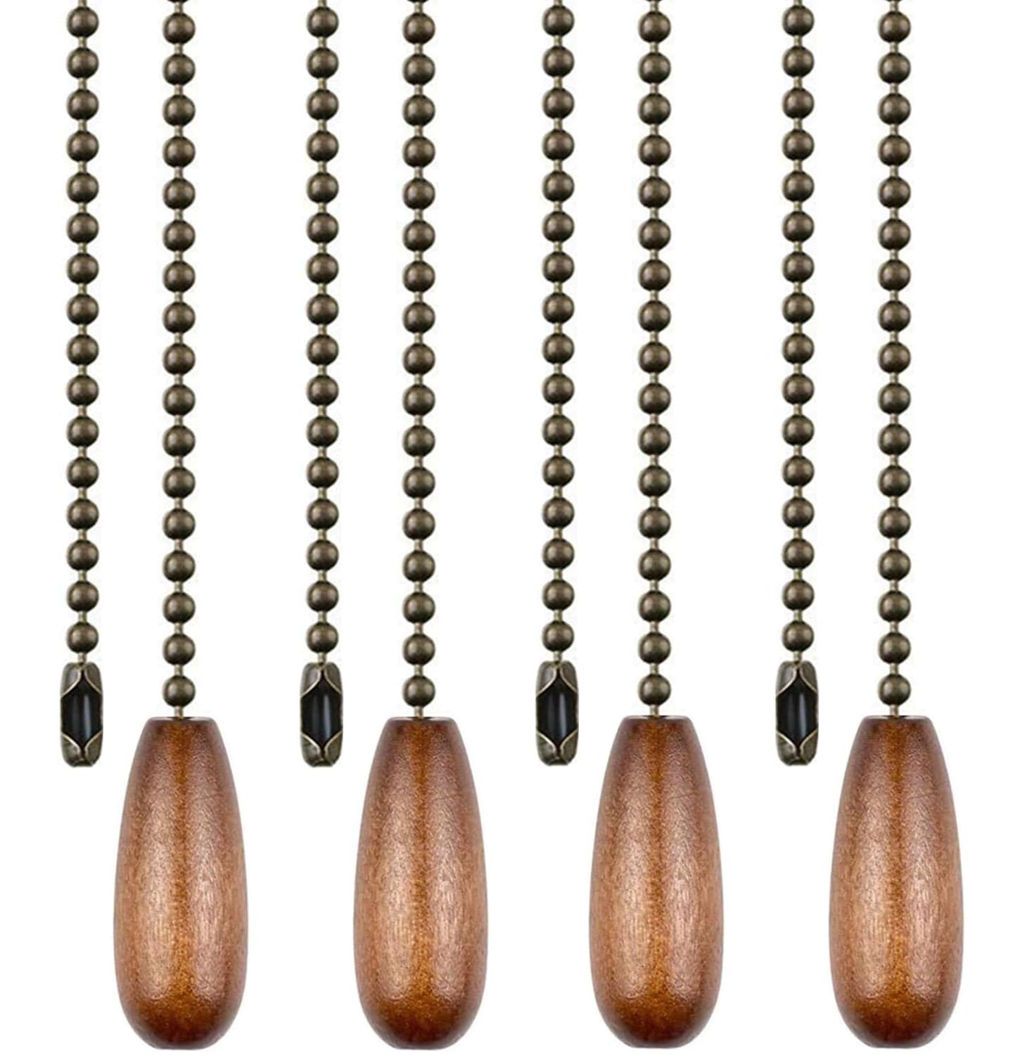Vinaco 4 Pieces Wooden Pull Chain Extension Pull Chain For Ceiling Light Lamp Fan Chain (Walnut), 36Inch