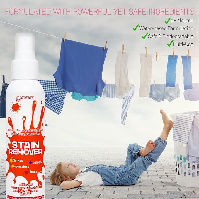 Multi-Use Stain Remover Spray, pH Neutral Formula for Clothes, Carpets, Upholstery and Linens, Water-Based Safe Formula for Baby Clothes (2)