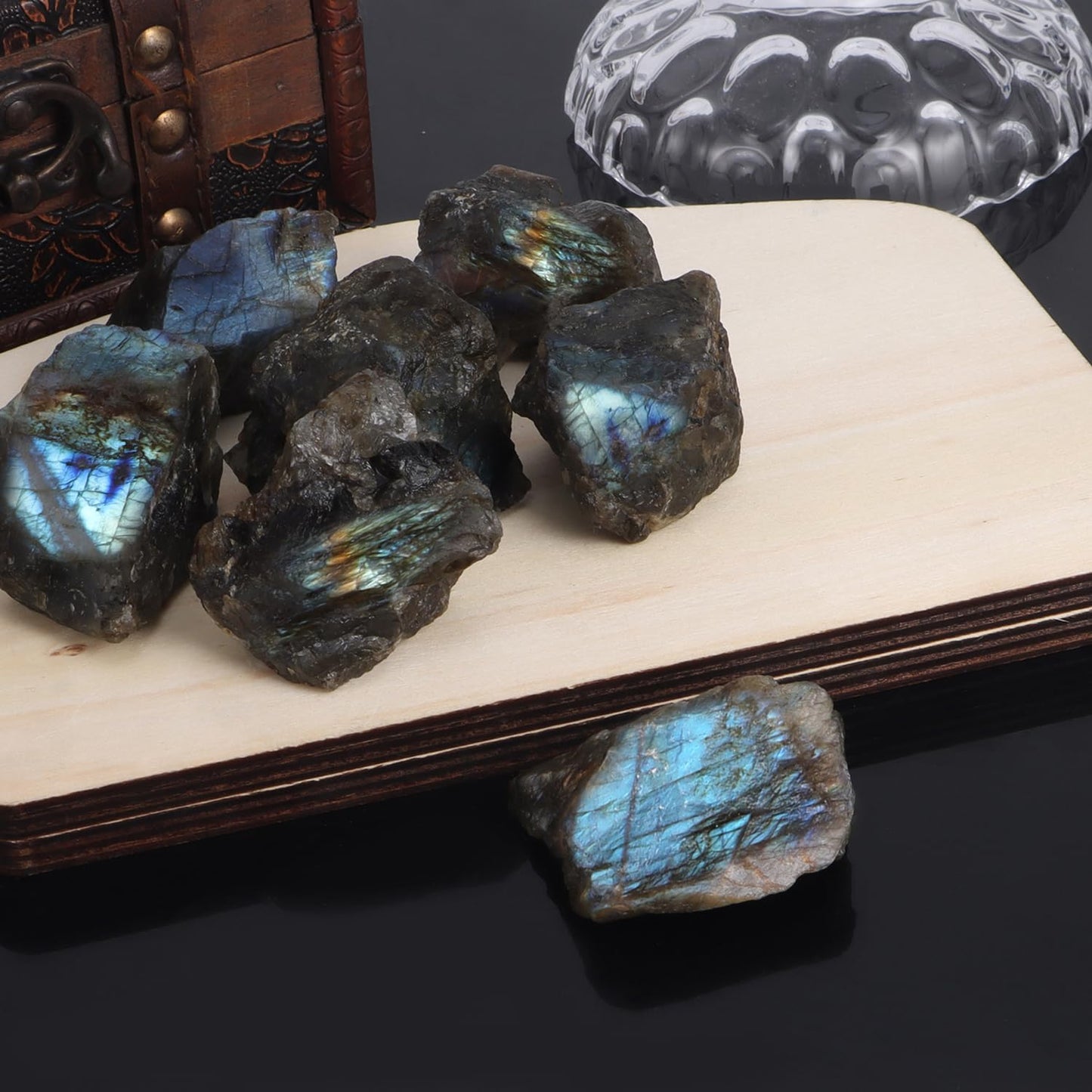 1Lb Raw Labradorite Stones Healing Crystals Natural Rough Gemstone Bulk for Jewelry Making, Healing, Meditation, Reiki, Decoration, Polishing, Wicca & Reiki