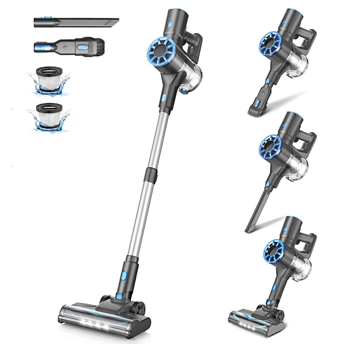 Cordless Stick Vacuum Cleaner With Self-Standing, 8-In-1 Vacuum Cleaners For Home, Lightweight Powerful Vacuum With Led Screen,