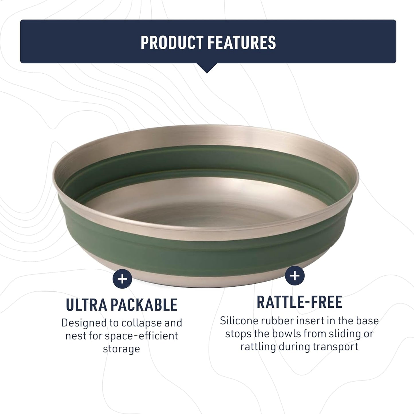 Sea to Summit Detour Stainless Steel Collapsible Bowl, Medium (22 fl oz), Beluga Black