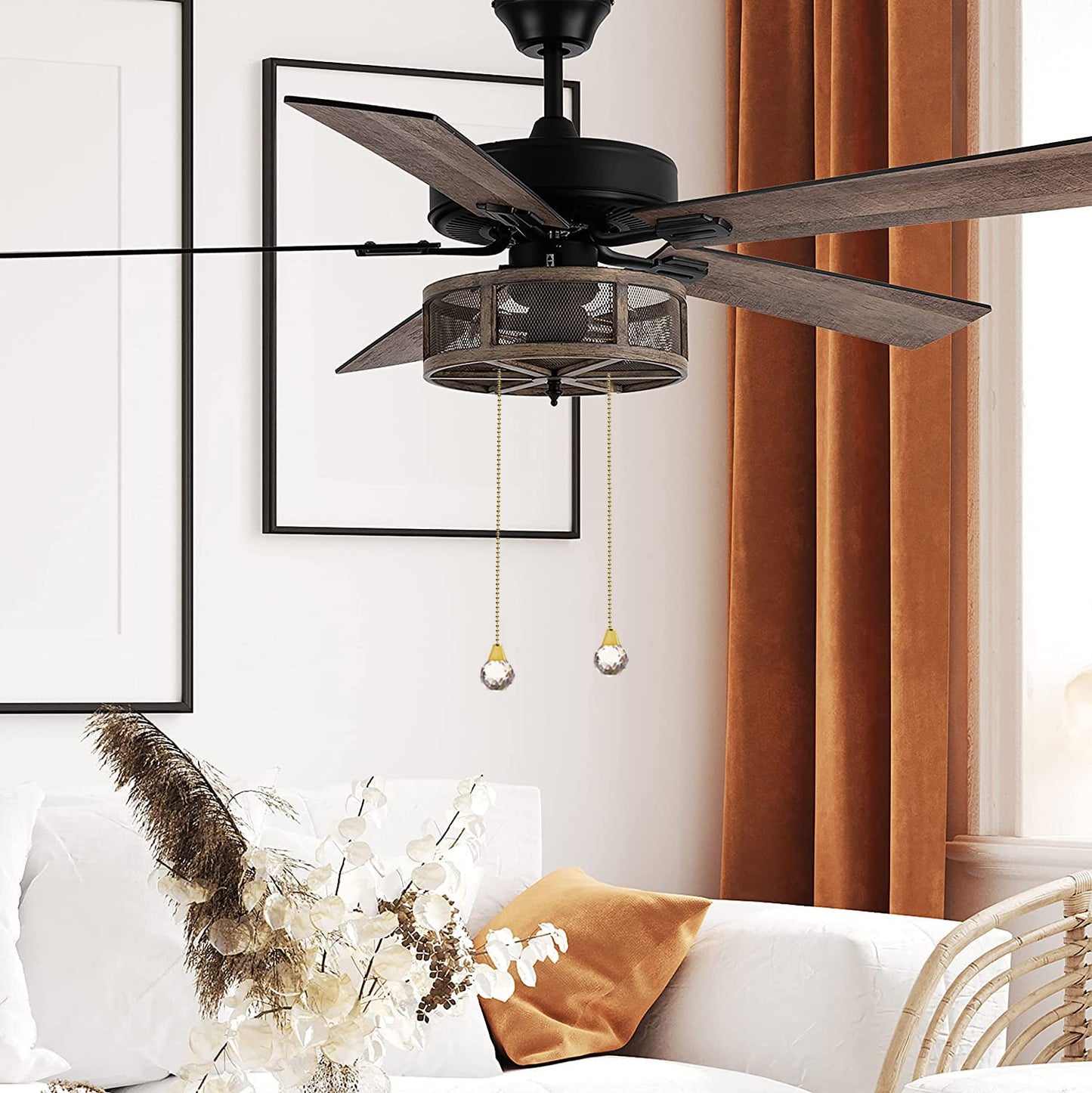 Akahttbn Ceiling Fan Pull Chain Chain Extender Extension For Ceiling Light Fan Chain 12 Inches Prism Ball Pendant Fan Pulls Set