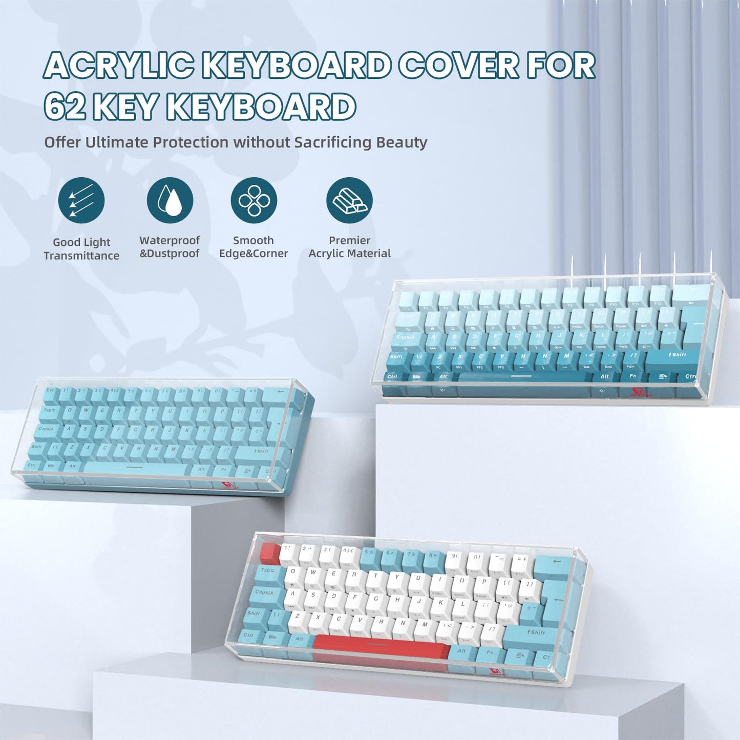 Ziyou Lang Kc01 Acrylic Clear Transparent Keyboard Cover(11.5*4.1*1.14) With Dustproof Waterproof Anti-Hit Anti-Cat Protective C