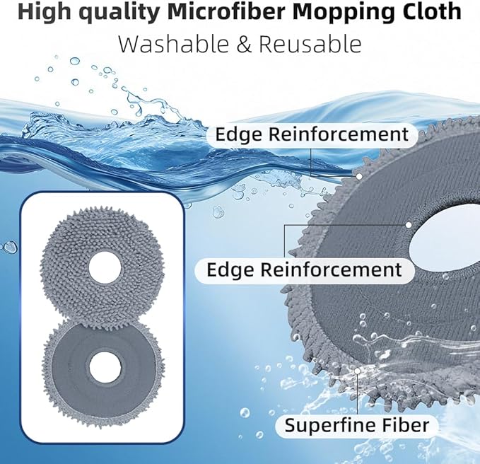 8 Pack Mop Pads for Roborock QV 35A/Qrevo S/Q Revo/Qrevo Pro/Qrevo Plus/Qrevo Master/Qrevo Slim/Qrevo Curv/Qrevo Edge Robot Vacuum Cleaner, Spin Cleaning Pads Replacement Parts Accessories