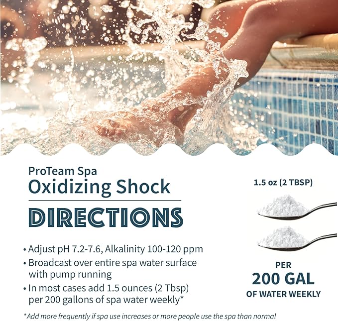 ProTeam Non-Chlorine Spa Shock for Hot Tub – Fast-Acting Oxidizing Shock Treatment, Clears Cloudy Water & Eliminates Odors – Made in USA, 5 lb + SplashWiz Care e-Book