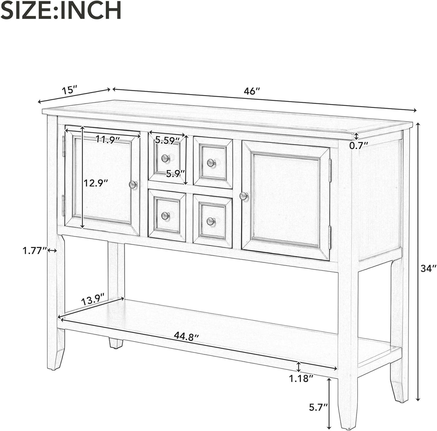 Merax Wood Farmhouse Buffet Table with Storage Shelf, 2 Drawers and Cabinets Buffet Coffee Bar Cabinet for Living Room Dinning Room Kitchen, Espresso