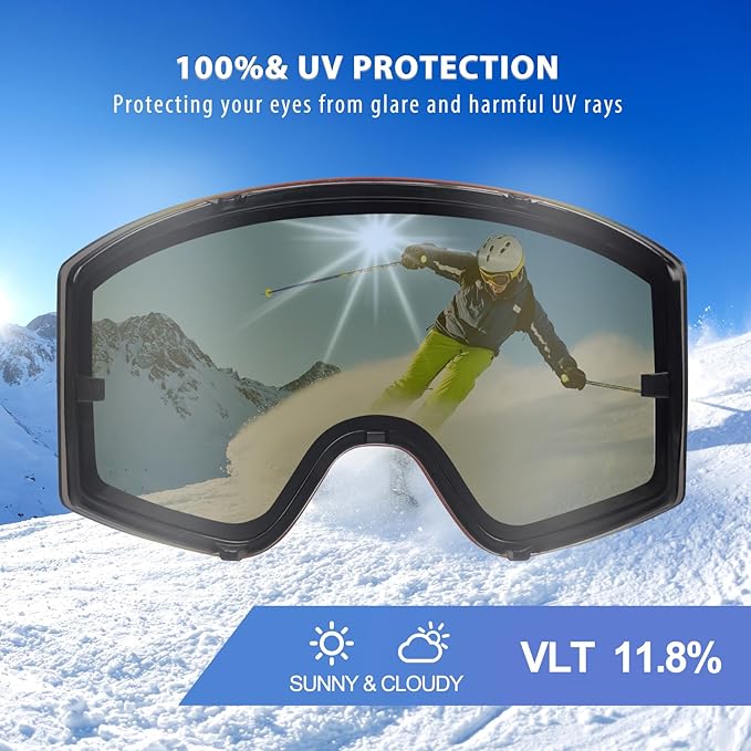 EXP VISION Ski/Snowboard Goggles Parent-child Snow Goggles Over Glasses for Men, Women Youth Kids