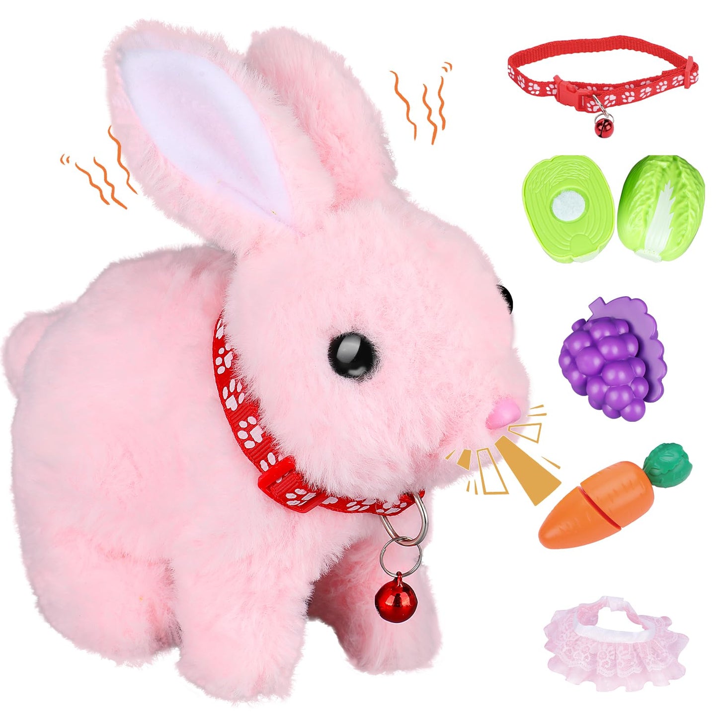 Jimate Bunny Toys for Kids Aged 3-7, Hopping Bunny Toy with Realistic Jumping, Wiggling Ears, and Sound Effects, Ideal Rabbit Toys for Girls and Boys for Birthdays, Easter