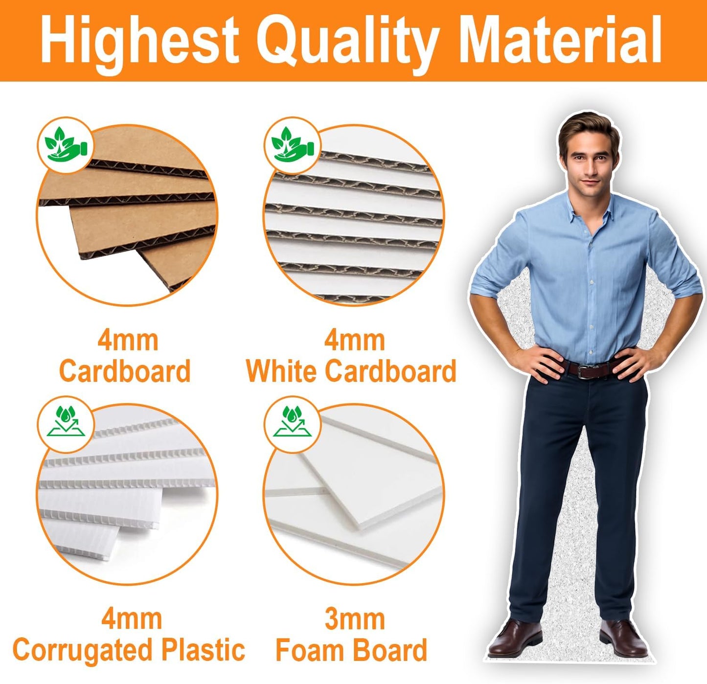 Custom Life Size Cardboard Cutouts, Personalized Photo Standup Cardboard Cutout with High Resolution | Perfect for Party, Birthday, Wedding, Graduation, or Sports Events Decor (Coroplast - 6 ft)