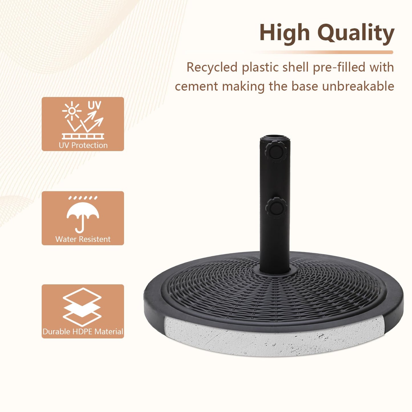 C-Hopetree 33 lb Heavy Duty Round Patio Base Stand for Outdoor Market Table Umbrella, Black