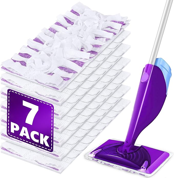 Mop Pads Refill for Swiffer WetJet: 7 PCS Disposable Pad for Hardwood Muilt-Surface Floor Cleaning - Heavy Duty Refills Absorb & Lock Stains