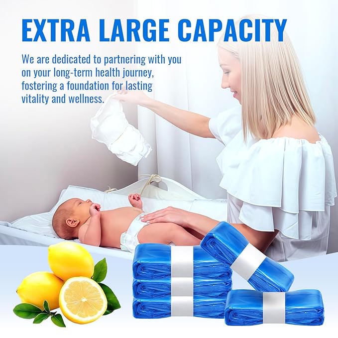 Compatible with Diaper Genie Pails Diaper Pail Refills | 4 Pack Lemon-Scented Odor-Blocking Continuous Liner Refills | Durable Leak-Resistant Rolls for Baby Diaper Pails
