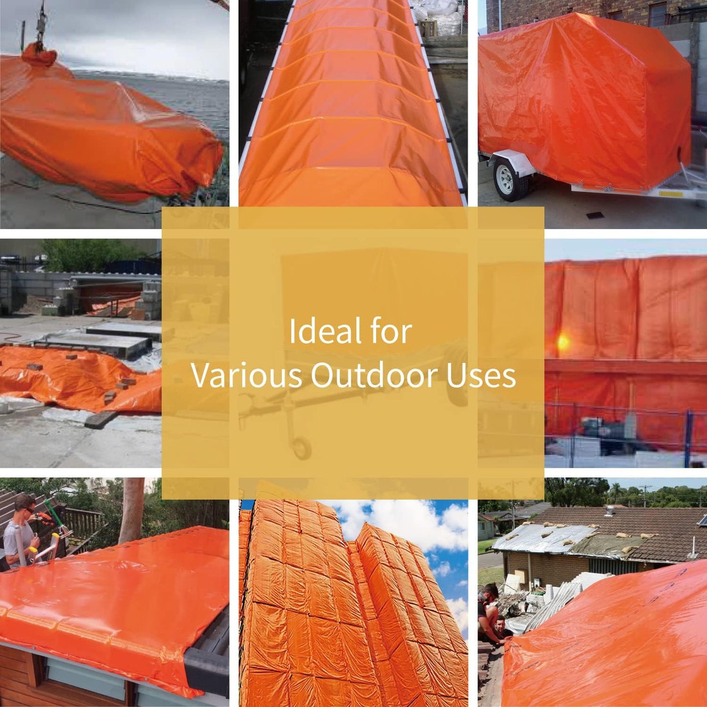 GUARD SHIELD Orange Tarp 10x12 Feet Tarps High Visibility Outdoor Poly Cover Lightweight 6mil