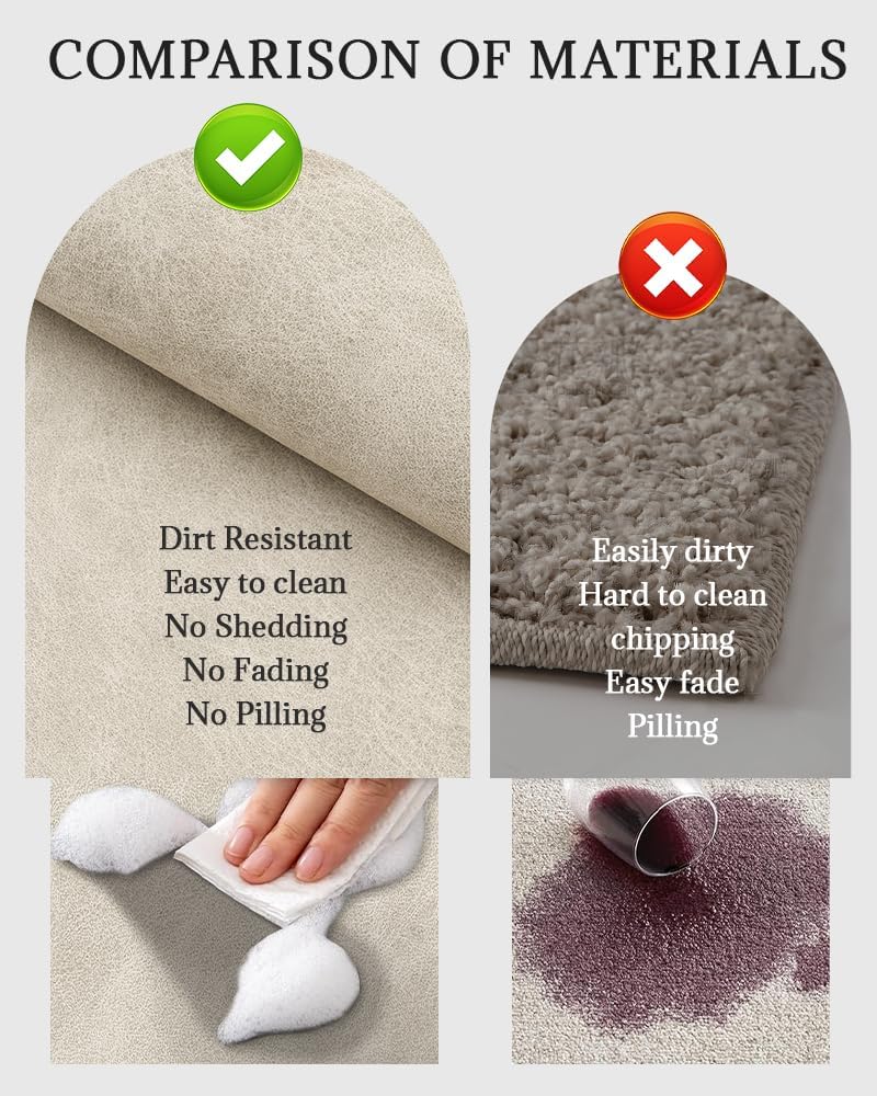 Bath Mat Rug, Rubber Non-Slip Quick Dry Absorbent Thin Bathroom Rugs Fit Under Door Bathroom Floor Mats-Shower Rug for in Front of Bathtub, Sink, Shower Room(Light Brown,24"x48")