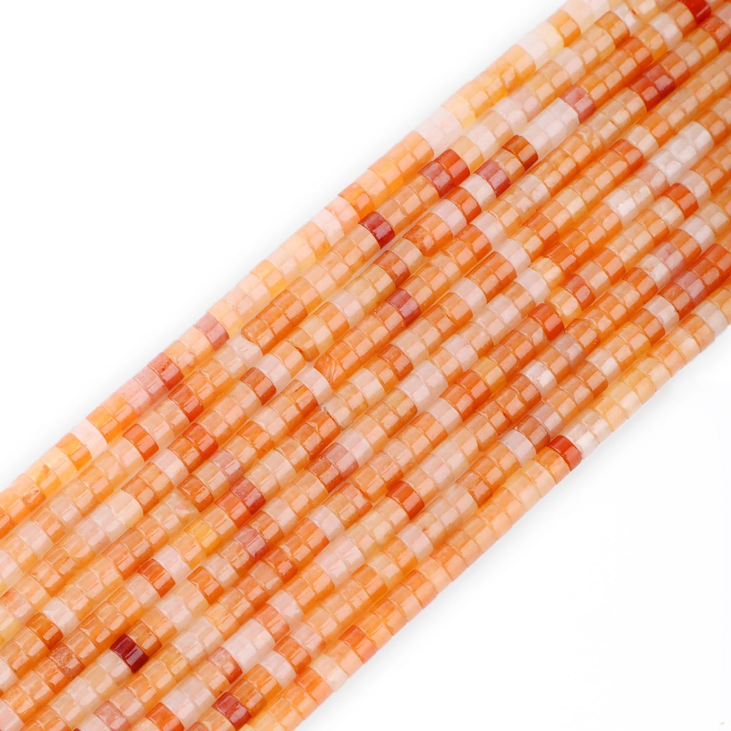 Natural Orange Aventurine Heishi Spacer Beads Loose Semi Precious Flat Round Gemstone Disc Shape Stone for Beading Jewelry Making 4x2mm 15.5"