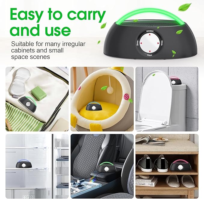 Rechargeable Ozone Generator with Negative Ion Air Purifier, 3000mAh Portable Odor Eliminator for Cat Litter Box, Pets, Kitchen, Shoe Cabinet, Wardrobe, Car & Small Spaces, Type-C Fast Charging
