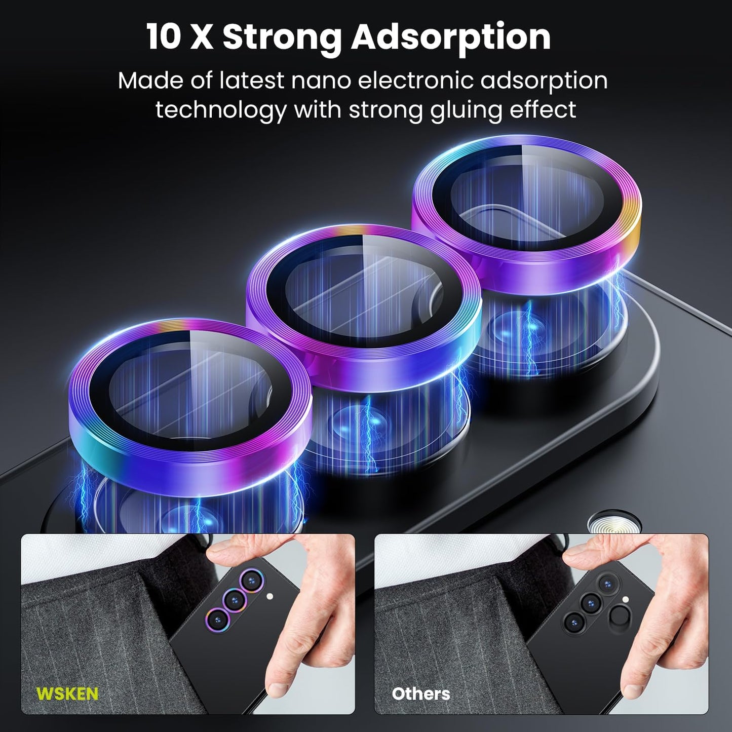 WSKEN for Z Fold 7 Camera Lens Protector Case Cover - Ultra HD Anti-Reflective Tempered Metal Glass Anti Scratch Rear Camera Screen Protector Film for Samsung Galaxy Z Fold 7 5G Accessories,Colorful