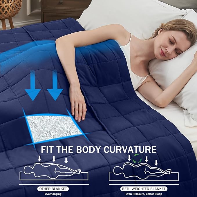Navy Blue Weighted Blanket for Adults 20lbs, 48"x72", Twin Full Size Cooling Heavy Throw Blanket for 130-220lbs, Microfiber Soft Thick Big Blankets Weighted Comforter Gift for Sleeping