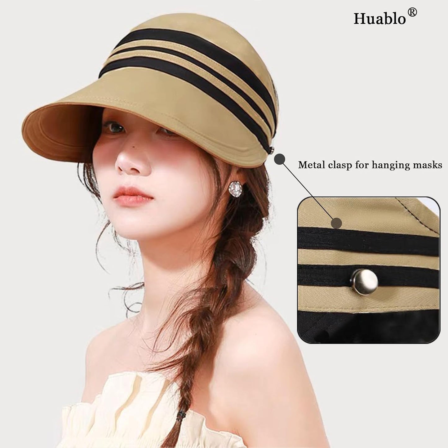 Sun Hats for Womens Wide Brim UV Protection Fishing Hats Packable Reversible Hollow Top Hat with Ponytail Beach Travel Hats