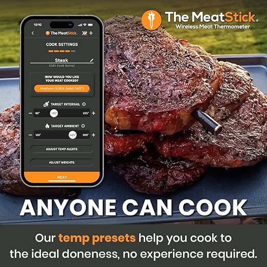 MeatStick Chef X Bundle [2-Probe/650ft Range] | Quad Sensors Smart Wireless Meat Thermometer with Bluetooth | for Grilling, BBQ, Air Fryer, Deep Frying, Oven, Sous Vide, Rotisserie