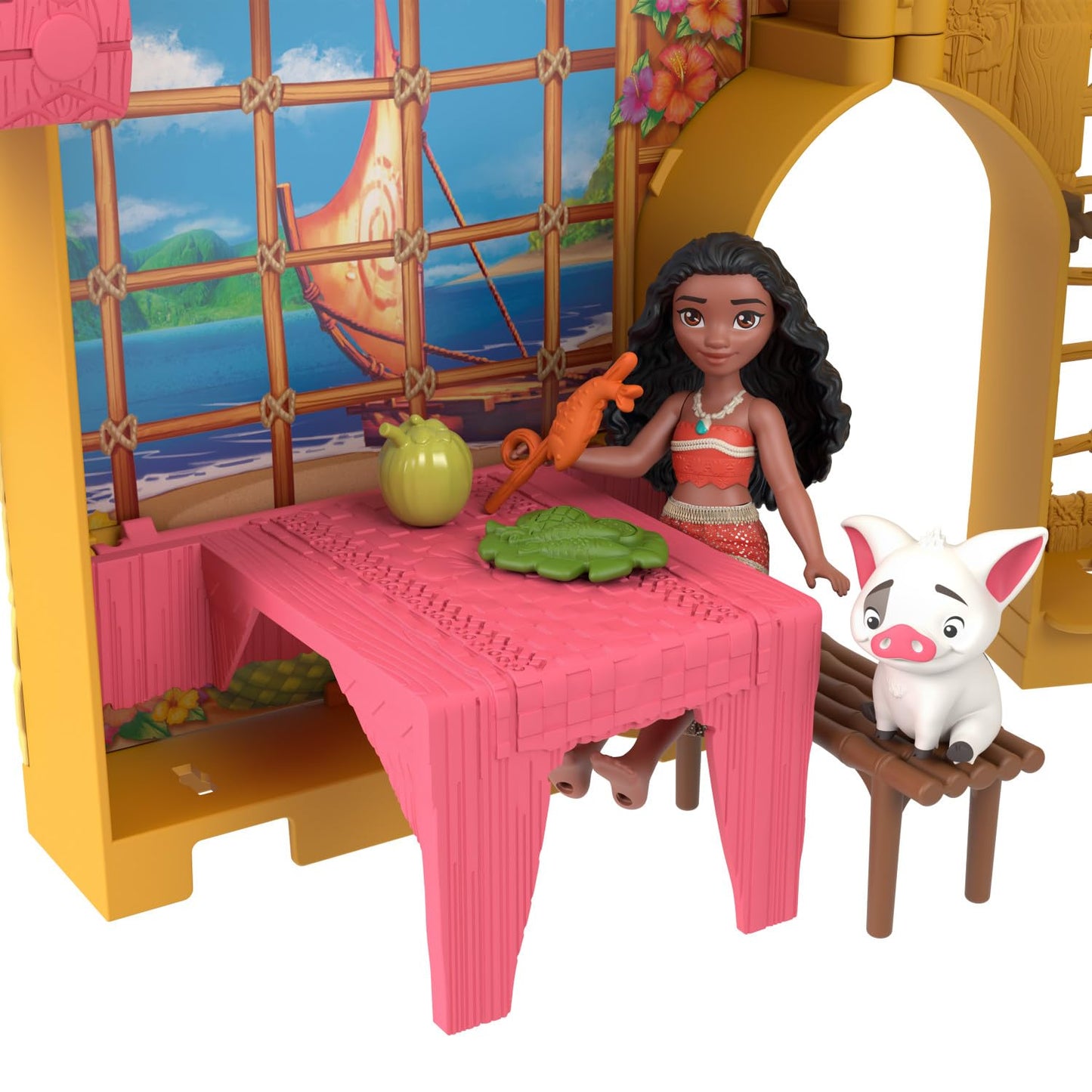 Mattel Disney Princess Toys, Moana Storytime Stackers Doll House with Moana Small Doll, 1 Animal Friend & 9 Accessories, Inspired by Disney Movie