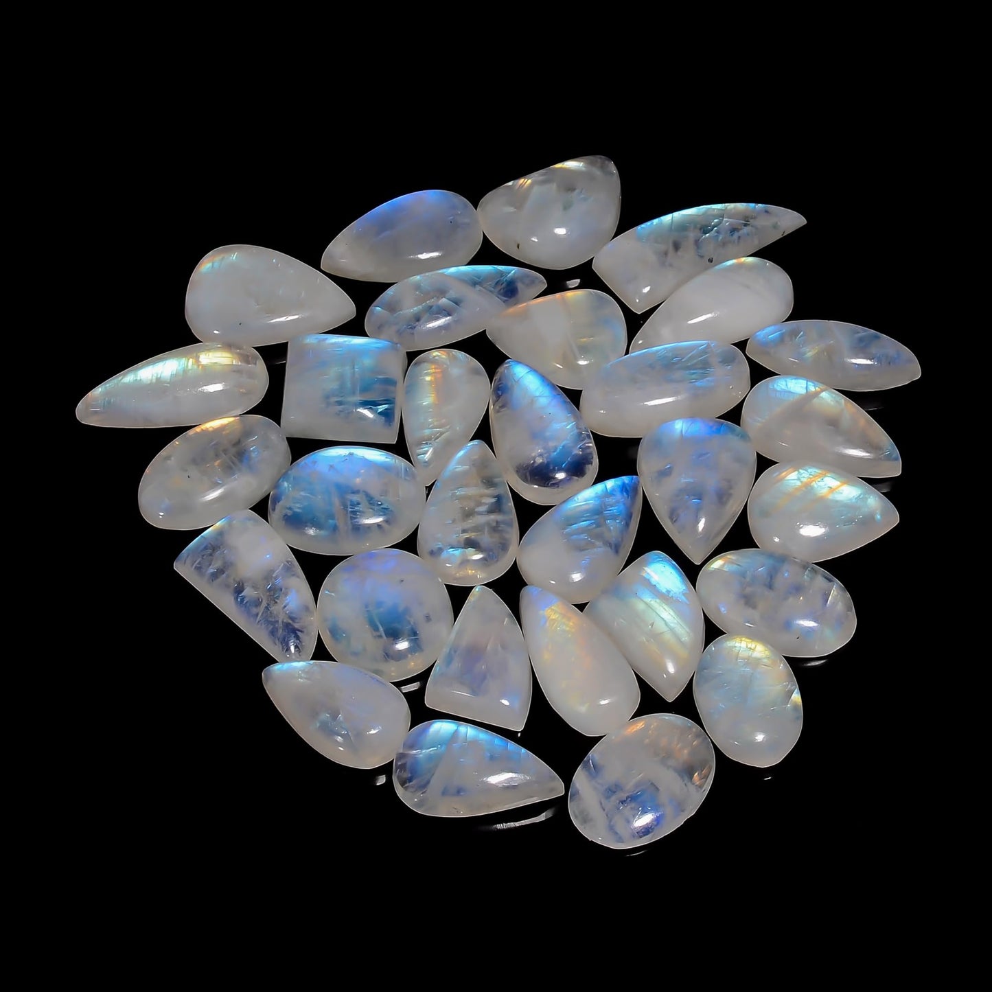 Natural Moonstone Gemstone- Healing Crystals for DIY -Loose Natural Cabochon -Perfect for Crafting Jewelry (5 pcs, 15-25mm)