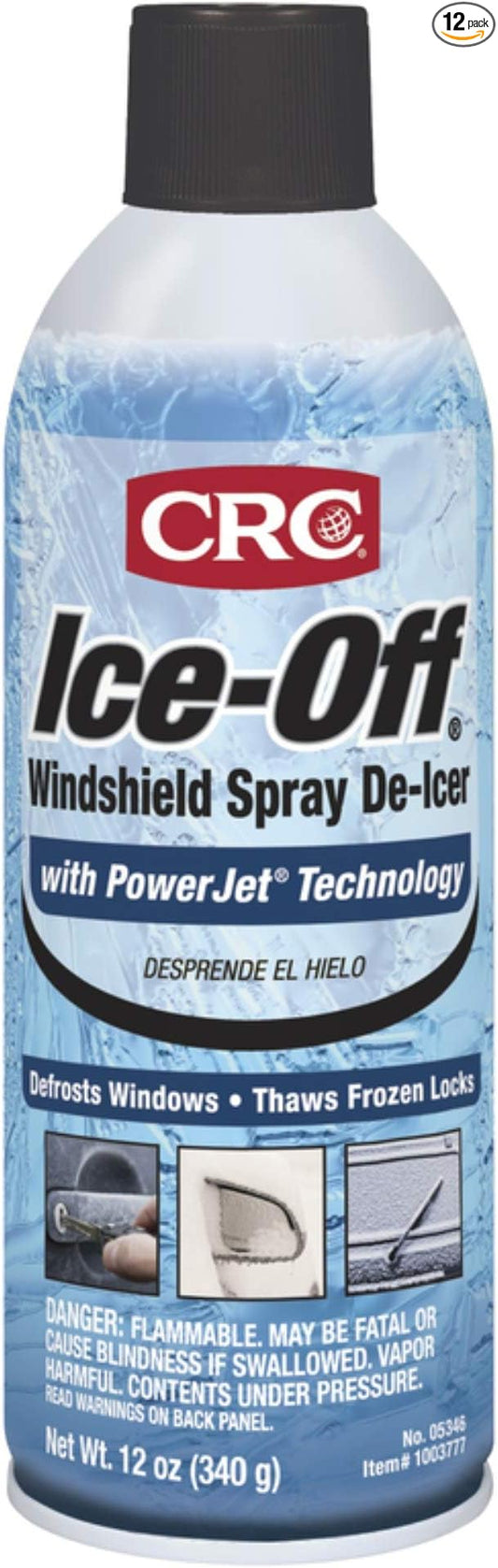 CRC 05346 Ice-Off Windshield Spray De-Icer, 12 Wt. oz, 12 Bottles (Case)