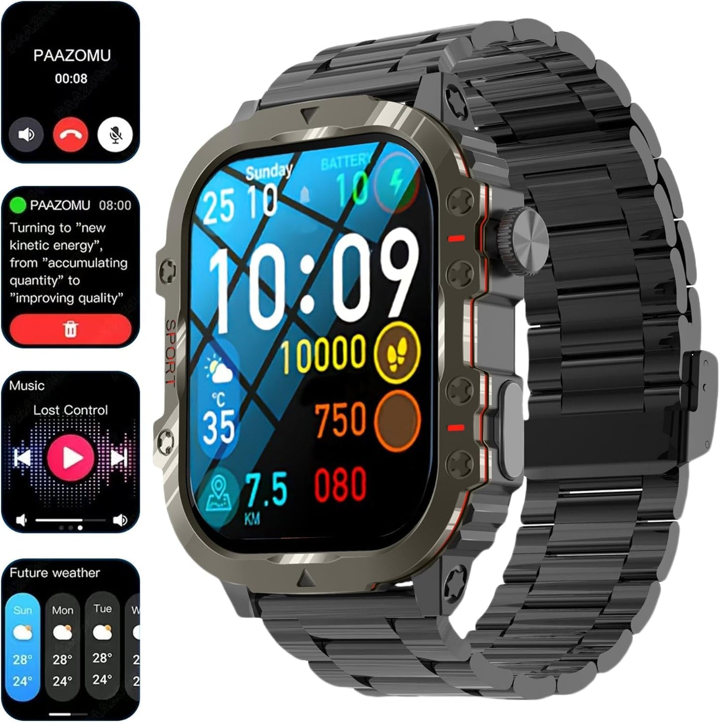 Kukzau Smart Watch For Women Men Fitness (Answer/Make Calls) Compatible With Iphone/Android Phones, 2.01 Hd Screen Outdoor Sport