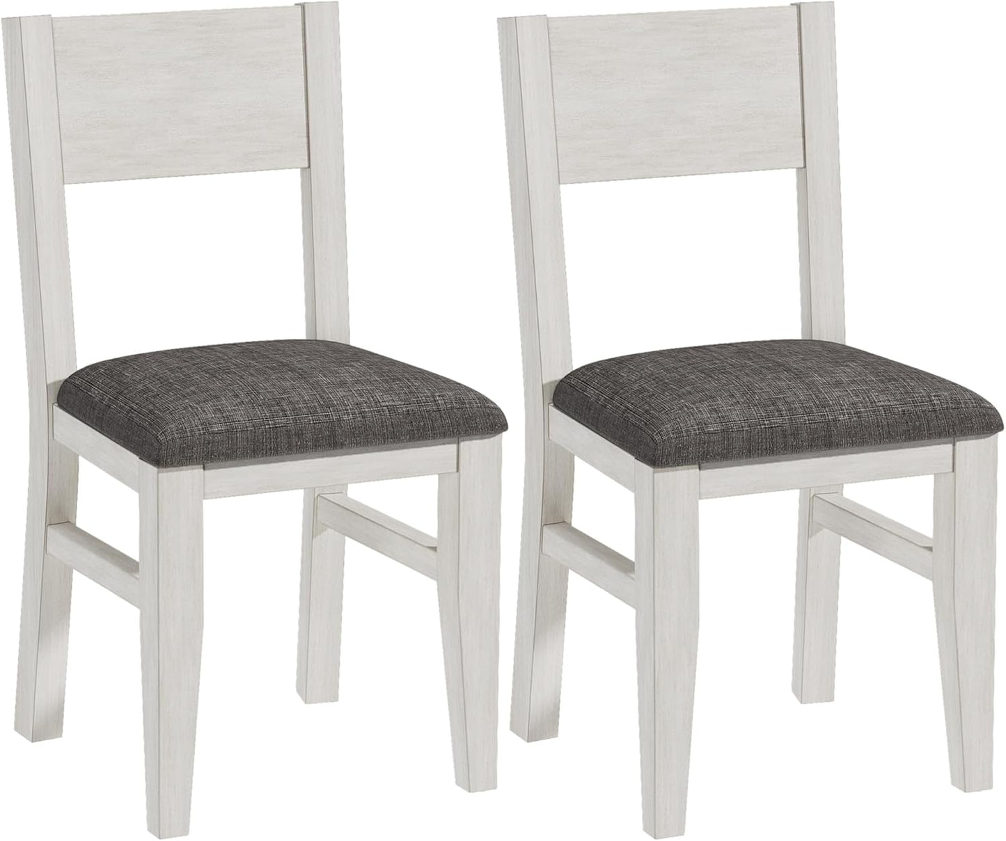 Solid Wood Dining Chairs Set of 2, Farmhouse Kitchen Chairs with Upholstered Cushion, Easy Assembly for Dining Room, Kitchen, Washed Gray