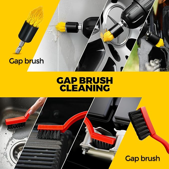 Holikme 22Pack Drill Brush Attachments Set, Scrub Pads & Sponge, Buffing Pads, Power Scrubber Brush, Car Polishing Pad Kit,Wax Applicator Pad,Car Cleaning Kit，Cleaning Supplies，Masonry Brushes,Black