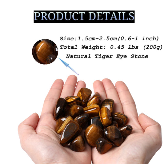 DUQGUHO Tiger Eye Healing Crystals Stones Set Natural Bulk Crystals Tumbled Polished Irregular Crystal Stones Bulk Rocks 0.45 lbs