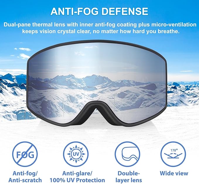 EXP VISION Ski/Snowboard Goggles Parent-child Snow Goggles Over Glasses for Men, Women Youth Kids