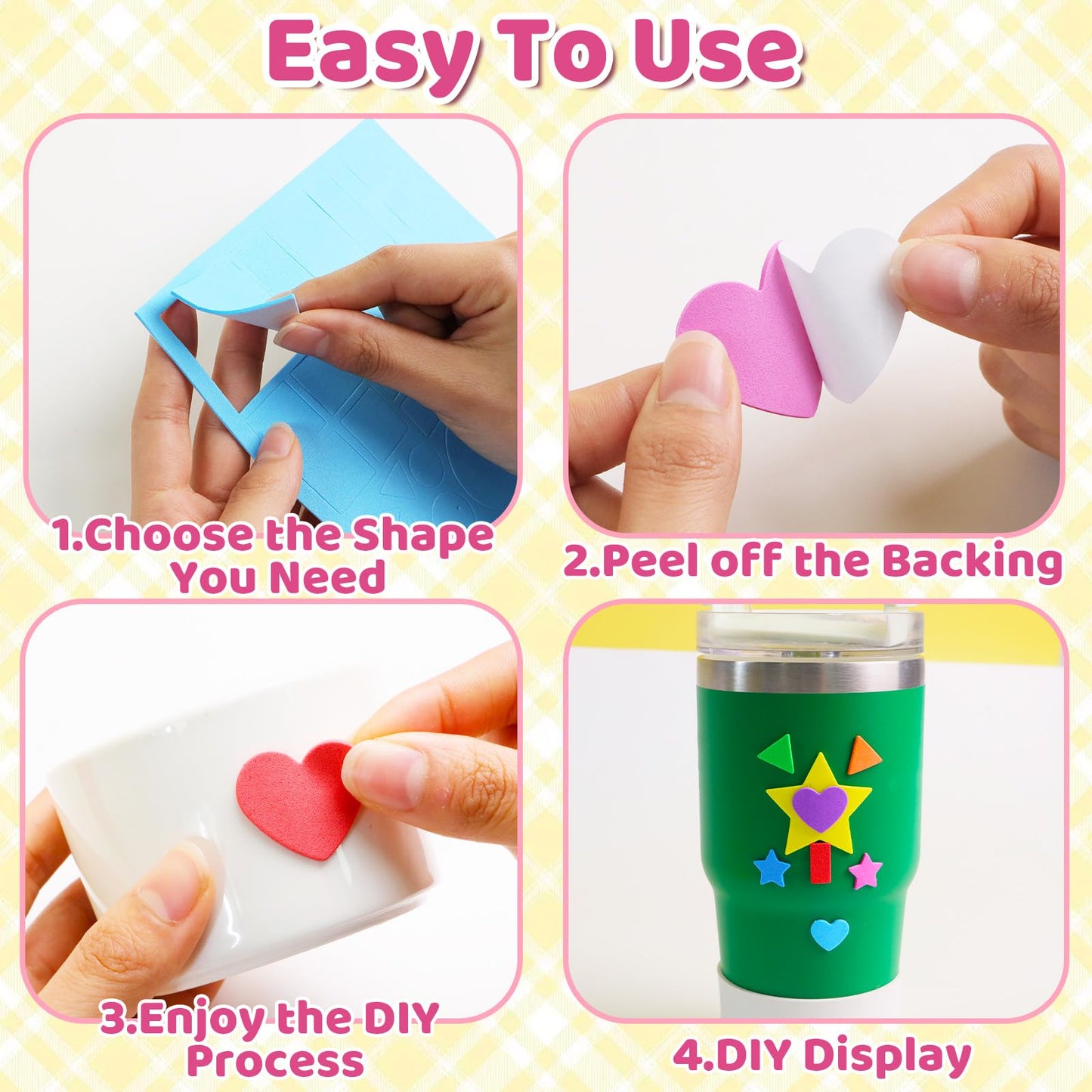 1700Pcs Foam Stickers Foam Shape Stickers Heart Star Square Geometric Sticker for Crafts Self Adhesive Small Large Shape Sticker for Kids Reward Classroom Scrapbook Home Christmas Party Decor