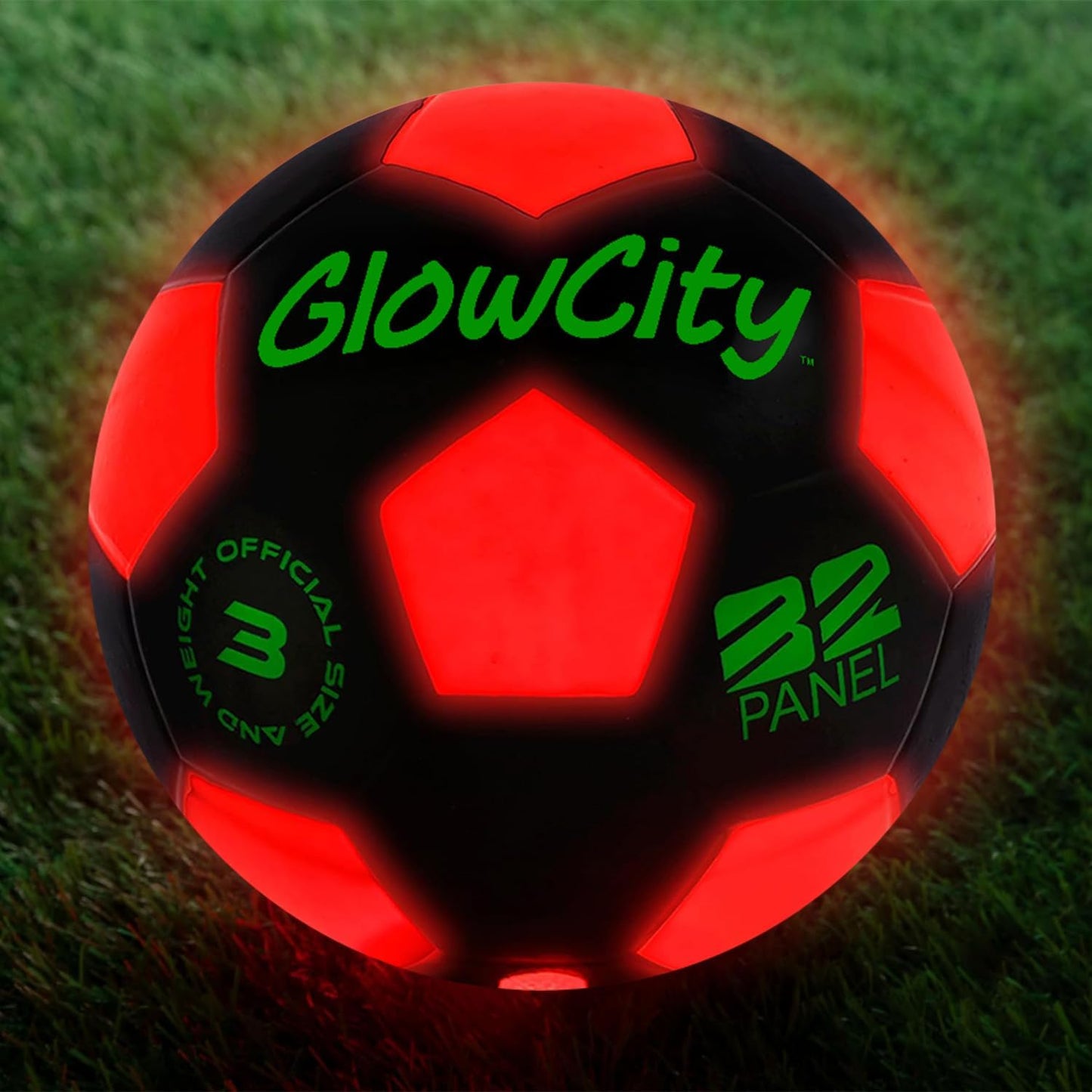 GlowCity Glow in The Dark Soccer Ball - Sizes 3, 4, 5 for Kids, Teens & Adults - Light Up Soccer Ball with 2 LED Lights - Sports Birthday Gifts Ideas for Boys & Teenagers Ages 6 7 8 9 10 11 12 13 14