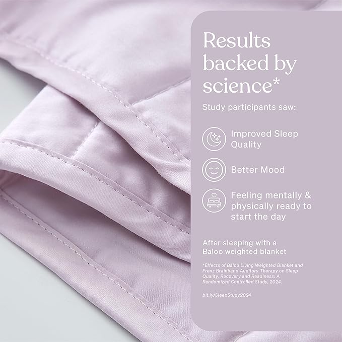 Baloo Weighted Blanket for Adults 12 lb Throw (Lavender, 42"x72") | Cool & 100% Cotton | Machine Washable & Dryer Safe | Glass Microbead Fill