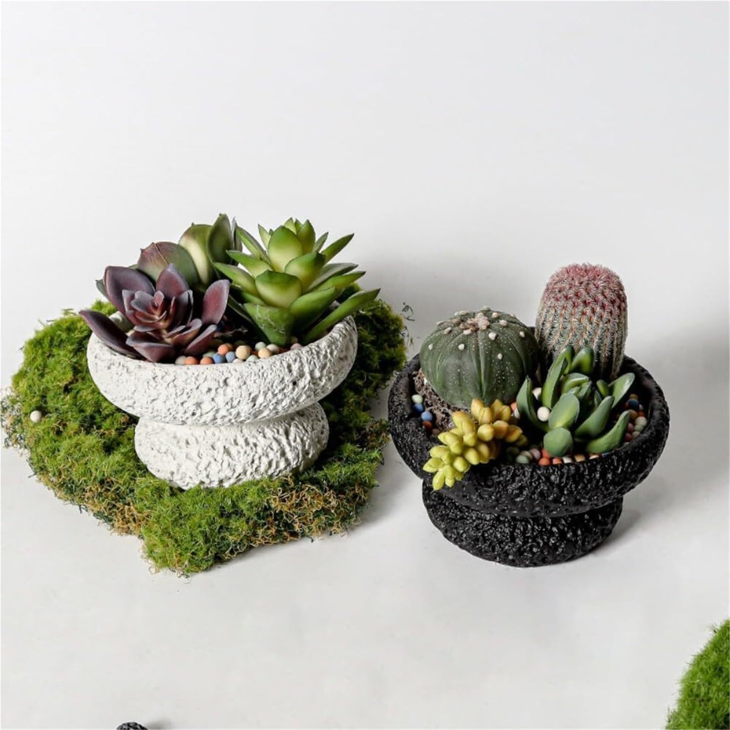 FXLTHIYBO Sleek Cement Creative Meteorite Pattern Flower Pot Planter Plants Flowers Bonsai Decoration for Indoor use(Green,Large)