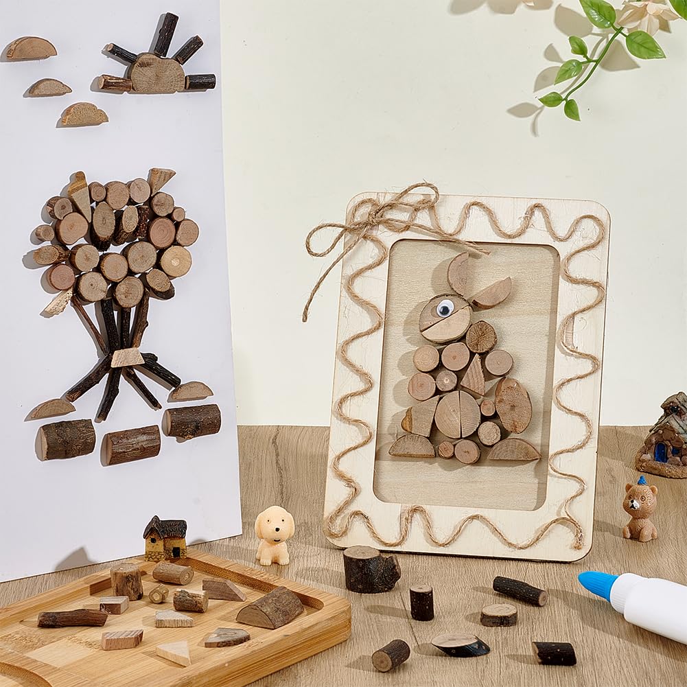 PH PandaHall Wooden Unfinished Craft Kits, Natural Wood Slices Loose Parts Play Materials Art Supplies for DIY Painting Building Sorting Activities Projects