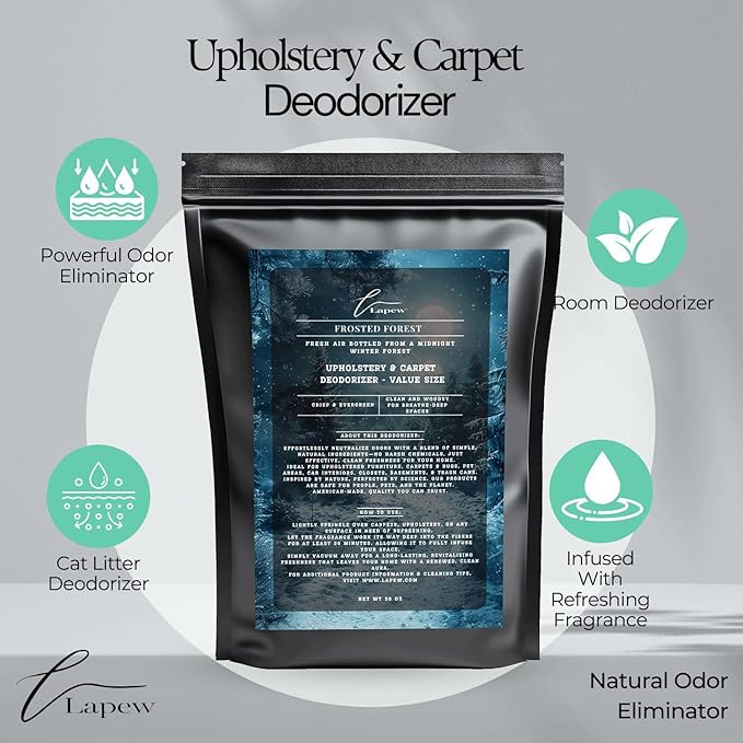 Frosted Forest Carpet Freshener Powder Value Size 36 oz | Powerful Odor Eliminator for Home | Upholstery Deodorizer | Carpet Deodorizer | Cat Litter Box